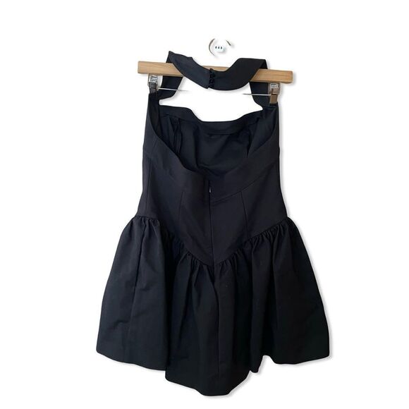 NWT HELSA Faille Halter Mini Dress Black ballerina party Revolve Sz L - Picture 5 of 10